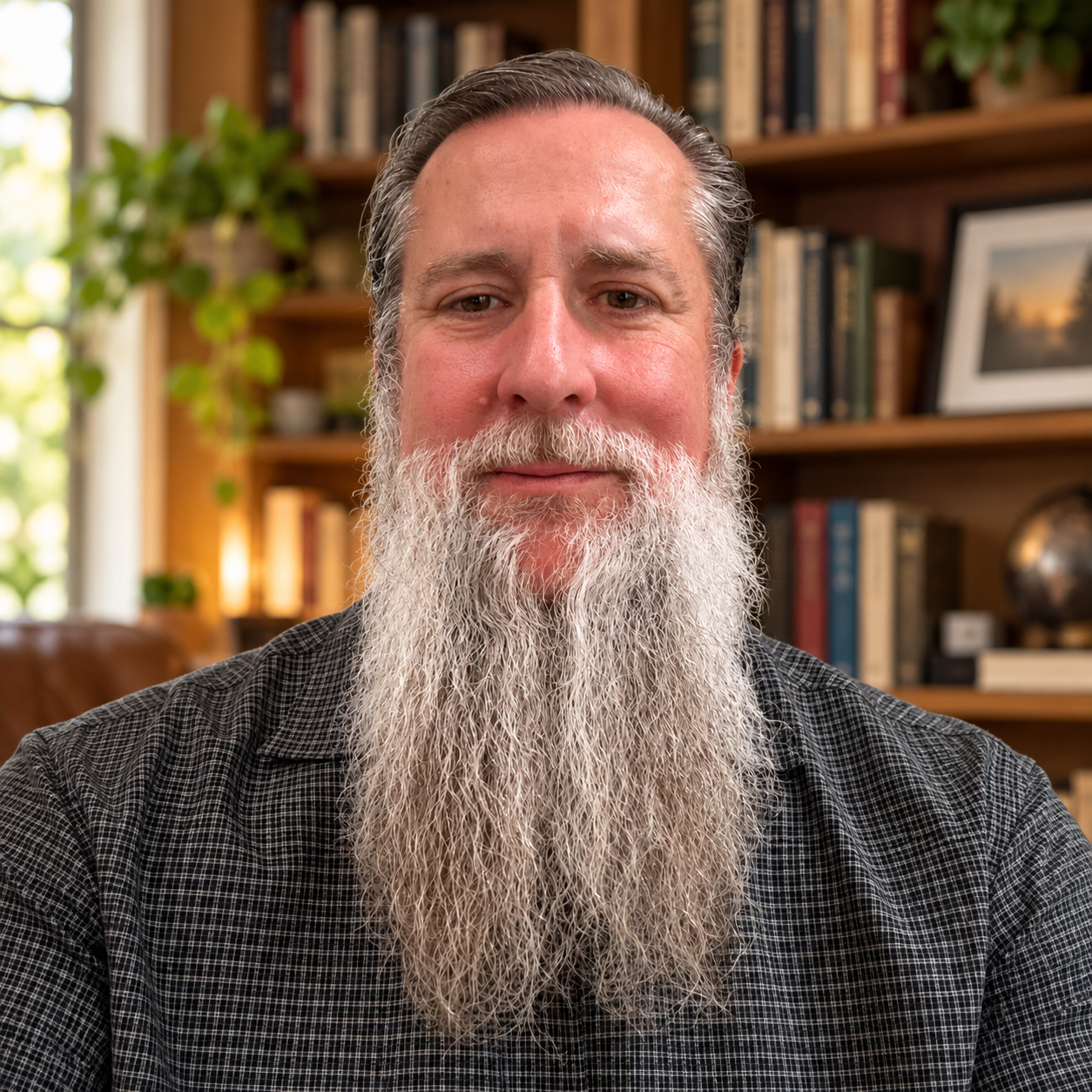 Carl L. Whitbeck with a warm bookshelf background