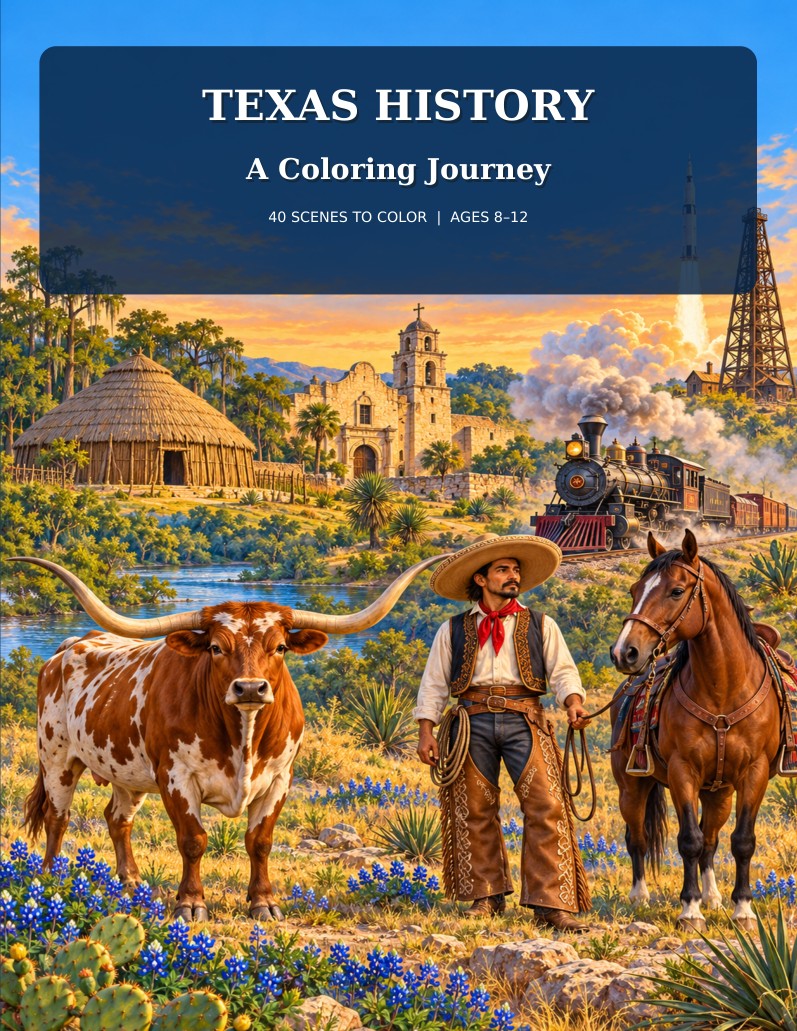 Cover of Texas History: A Coloring Journey